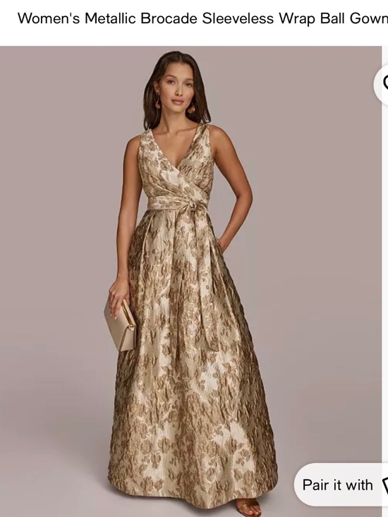 Donna Karan Dresses & Skirts - Donna Karan Women’s Brocade Wrap-Effect Ball Gown